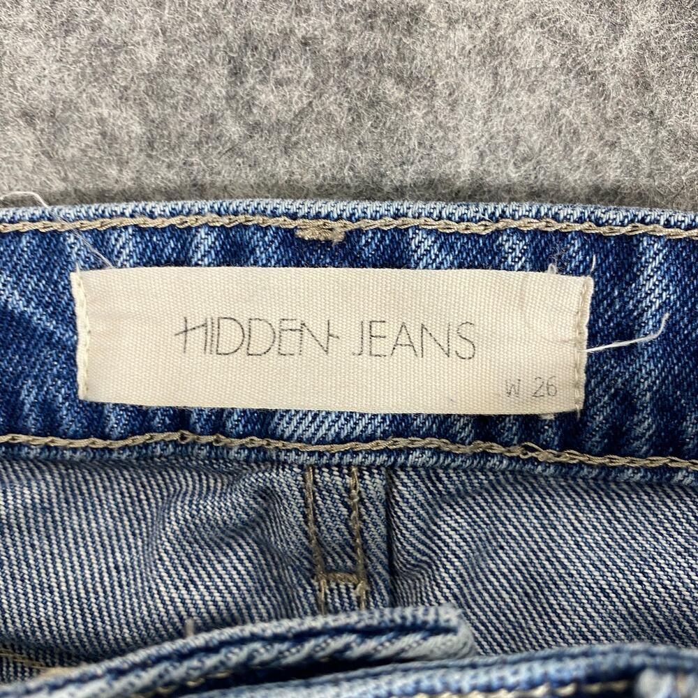 Hidden Jeans 26 Two Tone Blue Denim Distressed High Rise Tracey Straight Leg - Picture 13 of 14